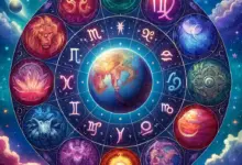 DALL·E 2024 05 17 05.12.58 A circular arrangement of the twelve zodiac signs symbols against a vibrant astronomical background featuring stars and planet 220x150 - النساء والأحصنة