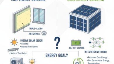 المباني منخفضة الطاقة و المباني صفر الطاقة: المناهج والاختلافات