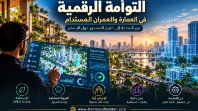التوأمة الرقمية في العمارة والعمران المستدام: من النمذجة إلى القرارِ المتمحورِ حول الإنسان التوأمة الرقمية في العمارة والعمران المستدام، معمارٌ مستدام ومدينة ذكيّة تتكامل فيها المباني الواقعيّة والنماذج الرقميّة لدعم القرارات المتمحورة حول الإنسان.